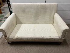 A Howard style square sofa with brass castors (W100cm D89cm SH29cm)