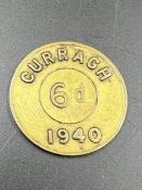 A Curragh Internment camp sixpence token, dated 1940