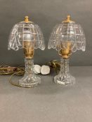 A pair of decorative glass lamps