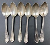 A set of six hallmarked silver teaspoons 1926 by Levi & Salaman (40g approximate weight)