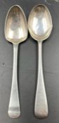Two silver teaspoons (Approximate weight 24g) One hallmarked for 1900 by Josiah Williams & Co