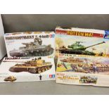 A selection of four model tanks, Pzk W-IV Heuschrecke, Tigeri Panzerkampfwagen VI Tiger Ausfuehrung,