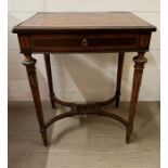 A Louis XVI style inlaid marquetry writing desk. Opening to reveal fitted interior cross