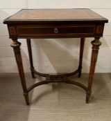 A Louis XVI style inlaid marquetry writing desk. Opening to reveal fitted interior cross