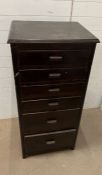 A vintage office six drawer tall chest of drawers (H123cm W56cm D45cm)