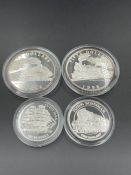 Four silver coins Republic of Marshall Islands, Maldives, Turks and Caicos.