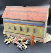 A Folk Art wooden Noah's Ark AF with assorted animals and figures