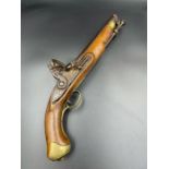 A Napoleonic era British Flintlock pistol marked Tower GR. Tower mark stamped to the plate,