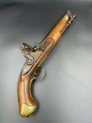 A Napoleonic era British Flintlock pistol marked Tower GR. Tower mark stamped to the plate,