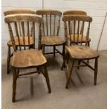 Five Victorian Elm stick back Windsor chairs