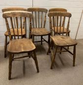 Five Victorian Elm stick back Windsor chairs