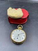 An 18ct gold pocket watch, engraved to inside of case, dated 1913. (Approximate Total Weight 71g)