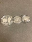 Three collectable silver coins, 1997 Barbados Elizabeth and Phillip One Dollar, A Guernsey £1