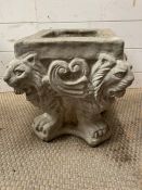 A small square planter with lions to corner (H36cm Sq34cm)
