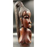 An African carved wooden sculpture of a women (H48cm)