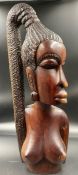 An African carved wooden sculpture of a women (H48cm)