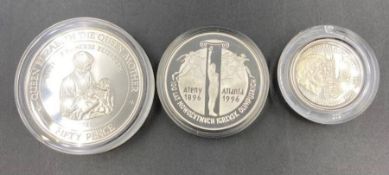 Three Silver Proof Coins: Queen Elizabeth The Queen Mother Birth of Princess Elizabeth 1995 Falkland