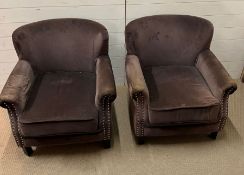 A pair of Easy armchairs in mint velvet