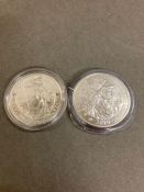 Two Silver Britannia 1oz silver coins 2010 and 2017