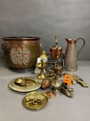 A selection of various brass and copper items