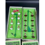 Two Vintage Subbuteo table football teams: West Ham and Arsenal
