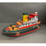'Neptune vintage tug boat Japanese tin toy by Modern Toys Japan