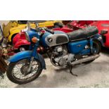 A Honda 1975 petrol iconic motor cycle/motor bike 174cc in blue, Mileage 27311 garage/barn find.