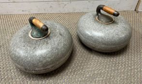 Two vintage granite curling stones