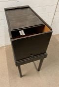 A vintage tambour filling cabinet on stand (H82cm W34cm D61cm)