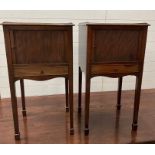 A pair of George III style bedsides, tambour front on straight legs