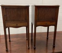A pair of George III style bedsides, tambour front on straight legs