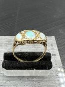 Opals & Diamonds Ring set in 9ct. Gold TW 2.3 grams Hallmarked London 1913 Size N