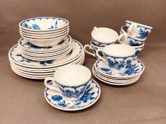 A part Broadhurst Staffordshire dinner/tea service, blue and white