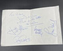 The Shadows autographs on a single sheet of paper.