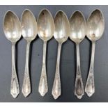 A set of six hallmarked silver teaspoons 1926 by Levi & Salaman (40g approximate weight)