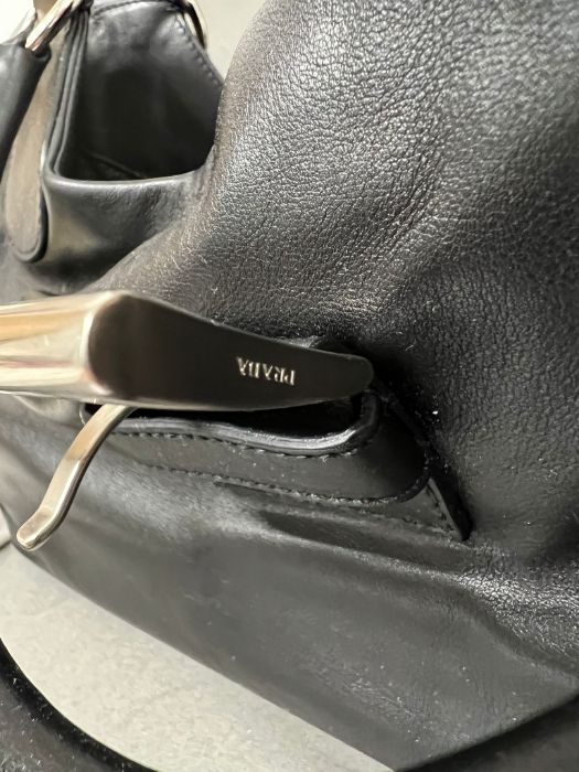 A Prada black leather Vitello Moon saddlebag with dust cover and authenticity card (W40cm) - Image 4 of 14