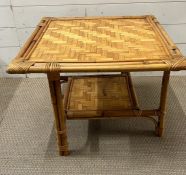 A square cane and wicker coffee table (H45cm Sq62cm\0