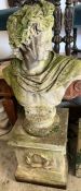 A garden bust on plinth (Total H135cm W60cm)