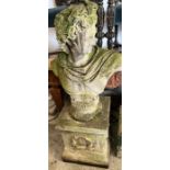 A garden bust on plinth (Total H135cm W60cm)