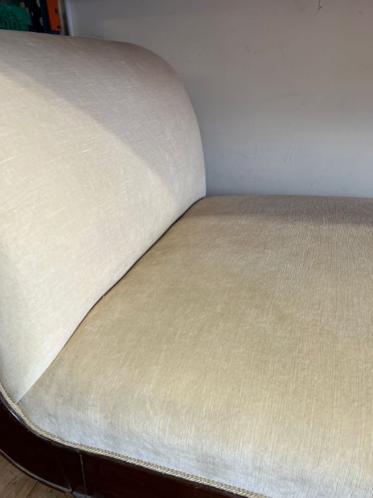 A George IV style mahogany chaise lounge, re-upholstered with padded back and scrolled ends, - Image 3 of 4