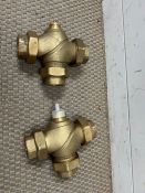 Two brass air condition valves three way hose pipe fitting