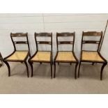 Four regency chair with brass inlay