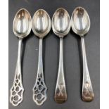 Two pairs of silver teaspoons, hallmarked. (50.4g)