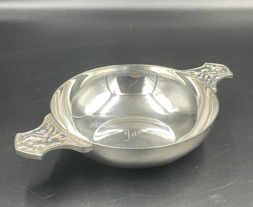 A Silver quaich bowl, (Approximate weight 169g, hallmarked for London 1944, by Wakely & Wheeler