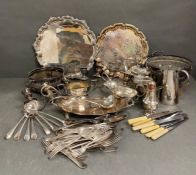A large volume of silver plated items to include punchbowl tea service etc.