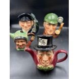 Four Toby jugs, Royal Doulton, The Sleuth, Lobster Man and Tony Wood