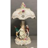 Vintage Dresden hand painted porcelain lamp "A Ring around the Rosie" (H59cm)