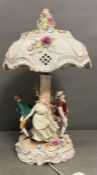 Vintage Dresden hand painted porcelain lamp "A Ring around the Rosie" (H59cm)