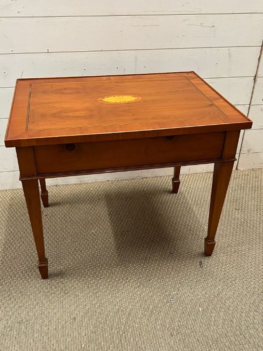 An inlaid table with shell motif and drawer to side - Image 2 of 6