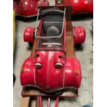 A 2/3 Messerschmitt replica kit car with its own trailer. Two stroke, pull start. Fiberglass body,